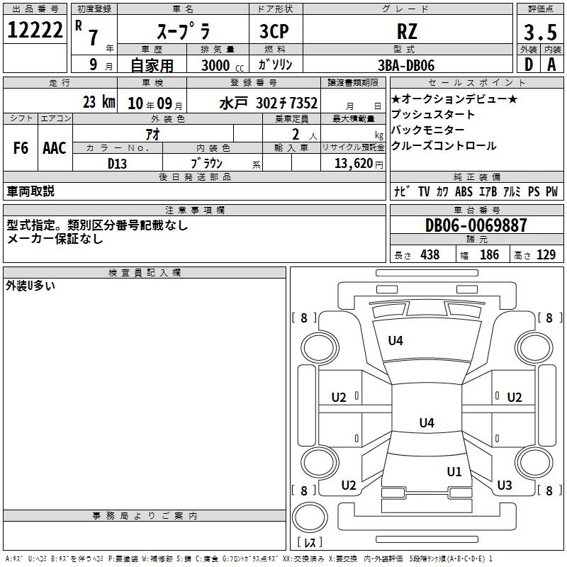 Аукционный лист TOYOTA SUPRA 2025