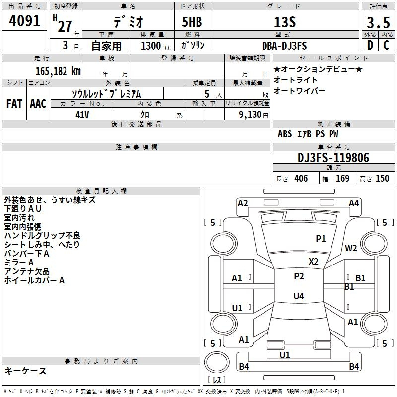 Аукционный лист MAZDA DEMIO 2015