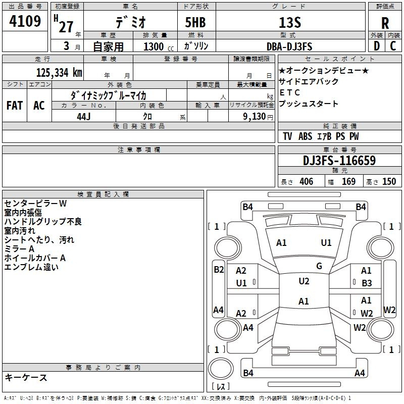 Аукционный лист MAZDA DEMIO 2015