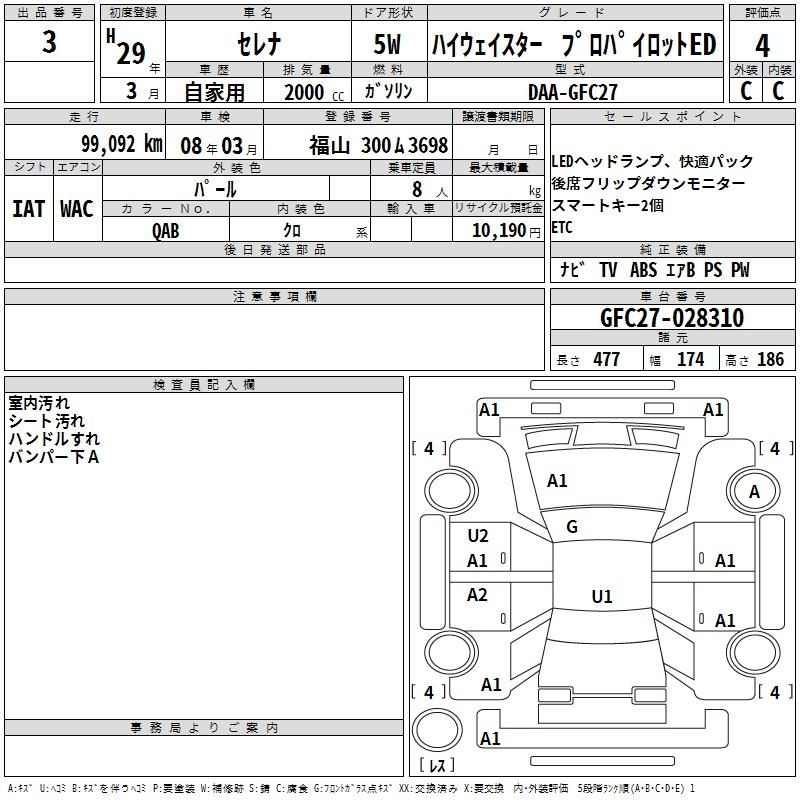 Аукционный лист NISSAN SERENA 2017