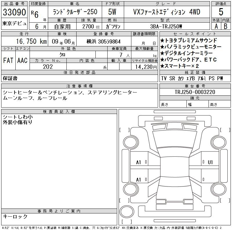 Аукционный лист TOYOTA LAND CRUISER 2024