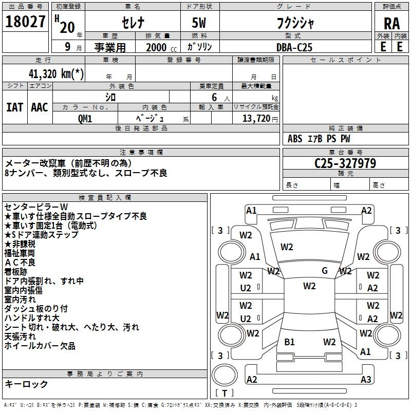 Аукционный лист NISSAN SERENA 2008