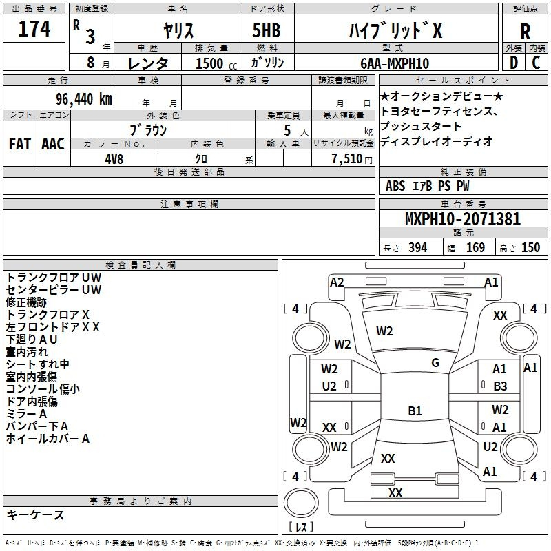 Аукционный лист TOYOTA YARIS 2021