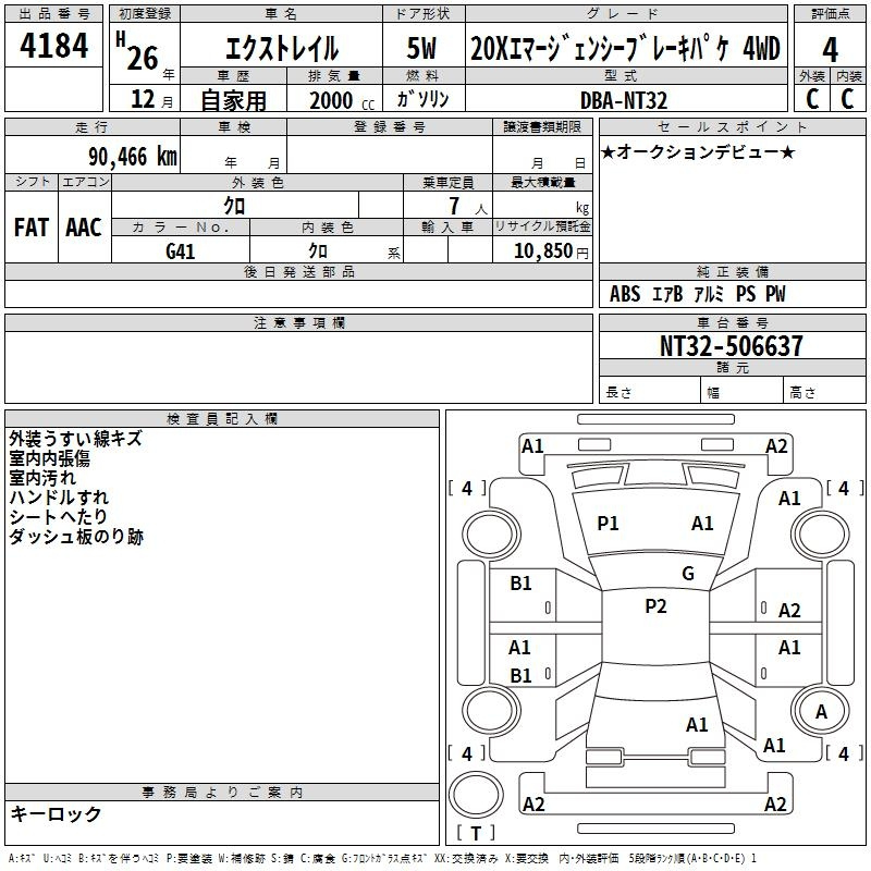 Аукционный лист NISSAN X-TRAIL 2014