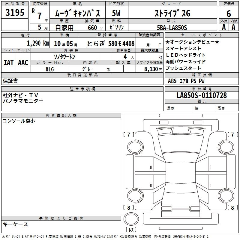 Аукционный лист DAIHATSU MOVE CANBUS 2025