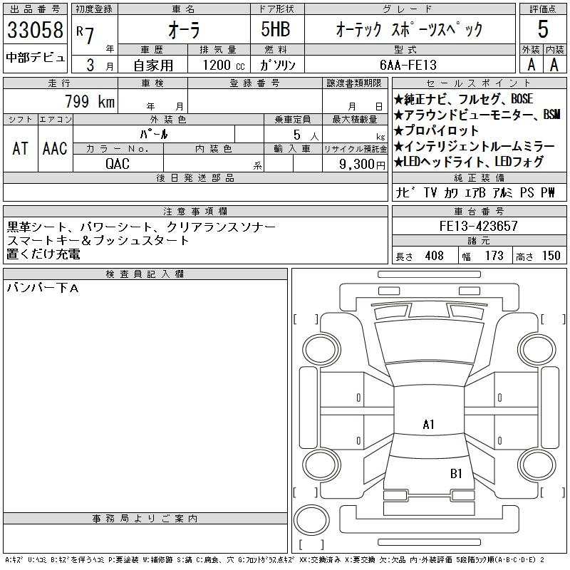 Аукционный лист NISSAN AURA 2025