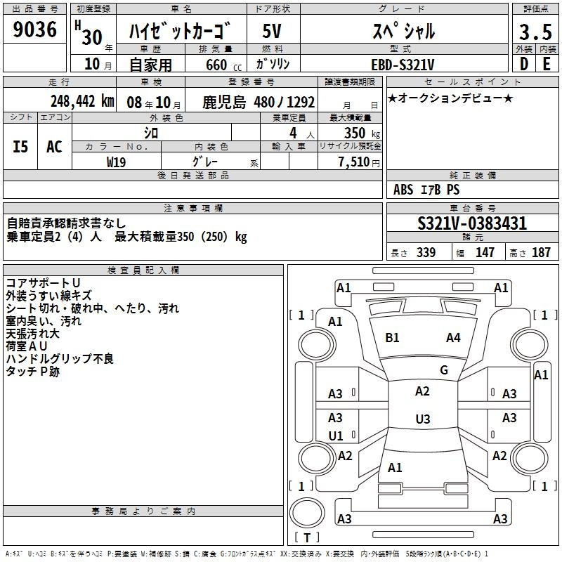 Аукционный лист DAIHATSU HIJET VAN 2018