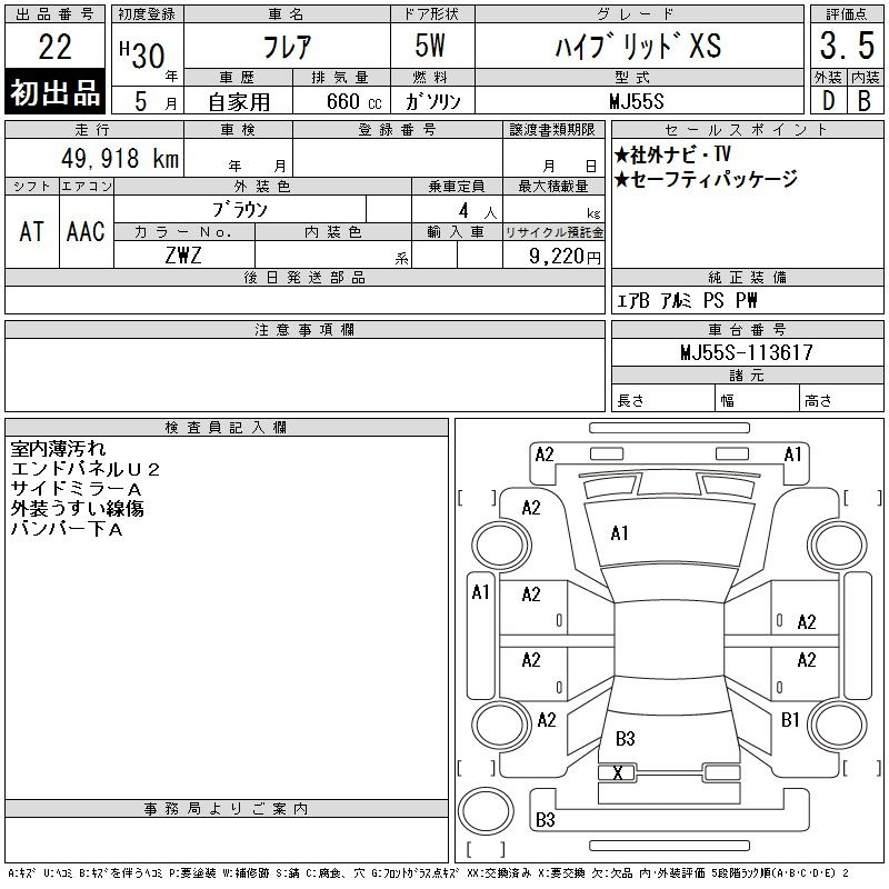 Аукционный лист MAZDA FLAIR 2018