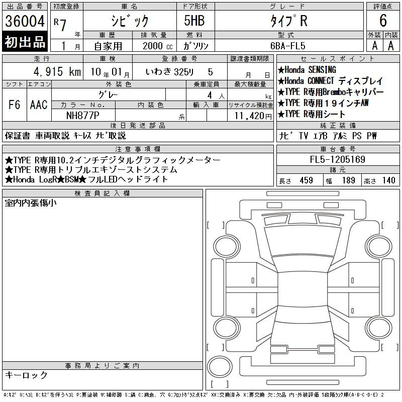 Аукционный лист HONDA CIVIC 2025