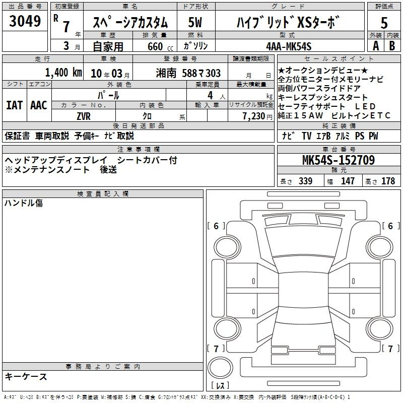 Аукционный лист SUZUKI SPACIA 2025