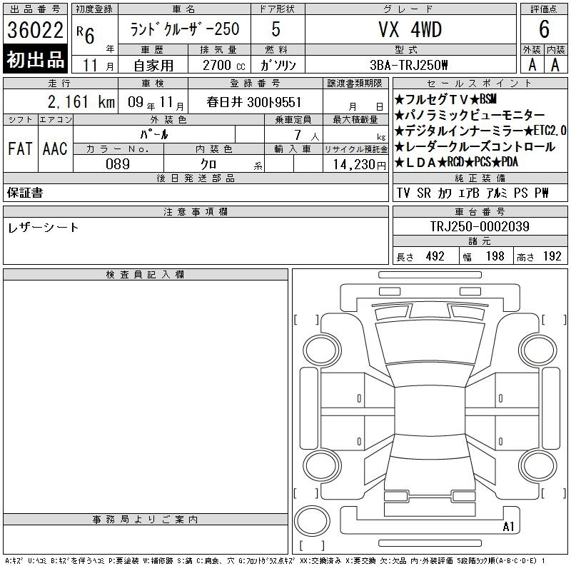 Аукционный лист TOYOTA LAND CRUISER 2024
