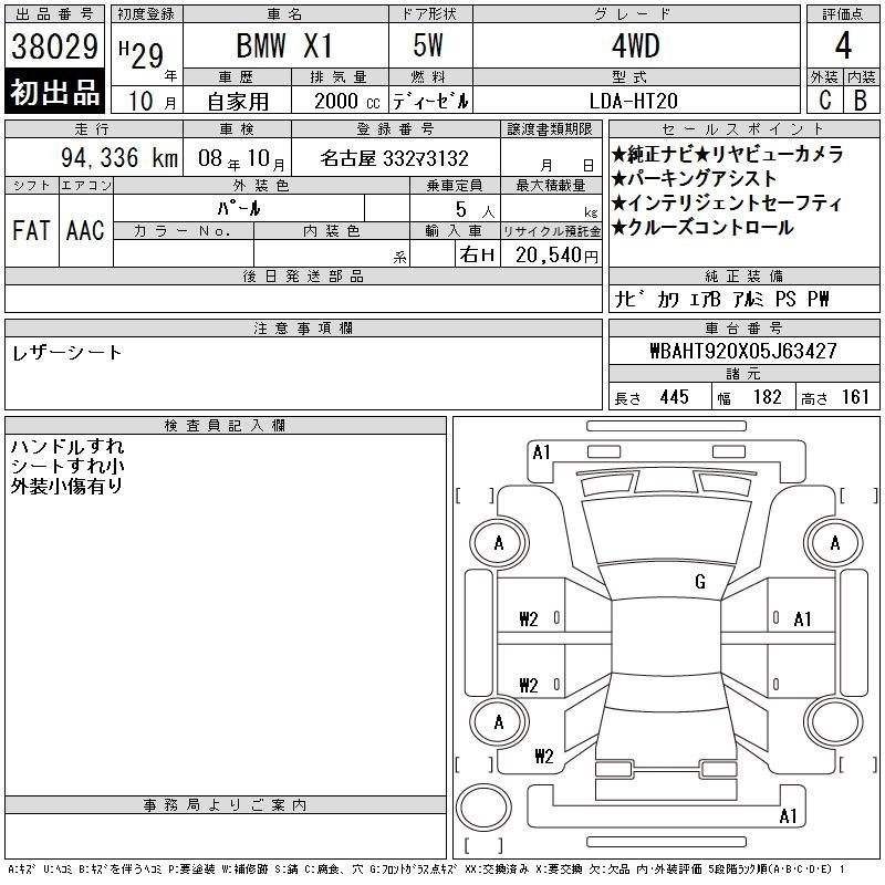 Аукционный лист BMW X1 2017