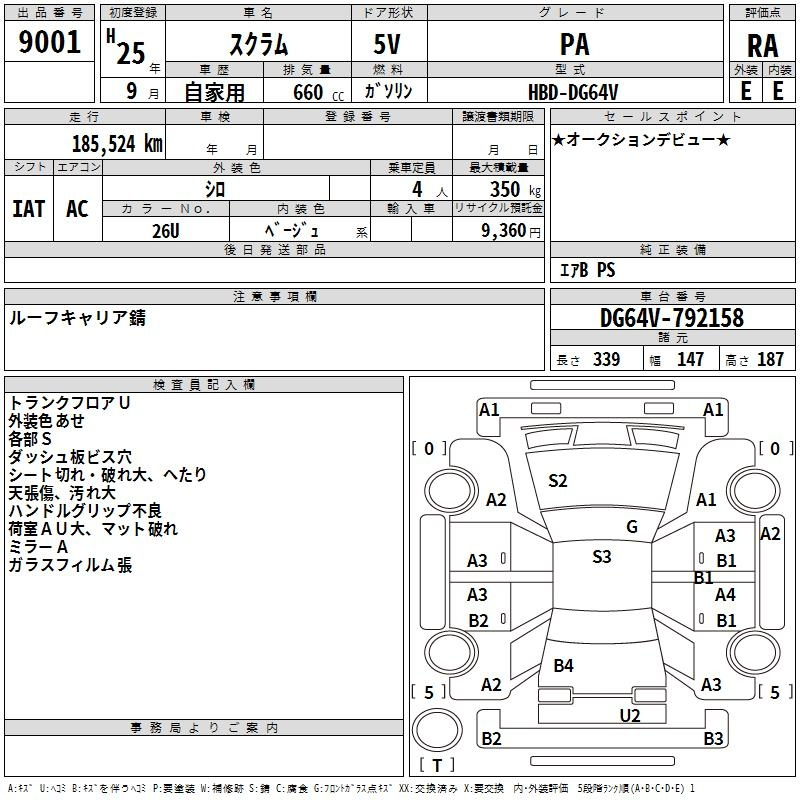 Аукционный лист MAZDA SCRUM 2013