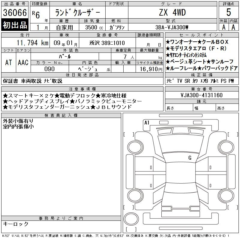 Аукционный лист TOYOTA LAND CRUISER 2024