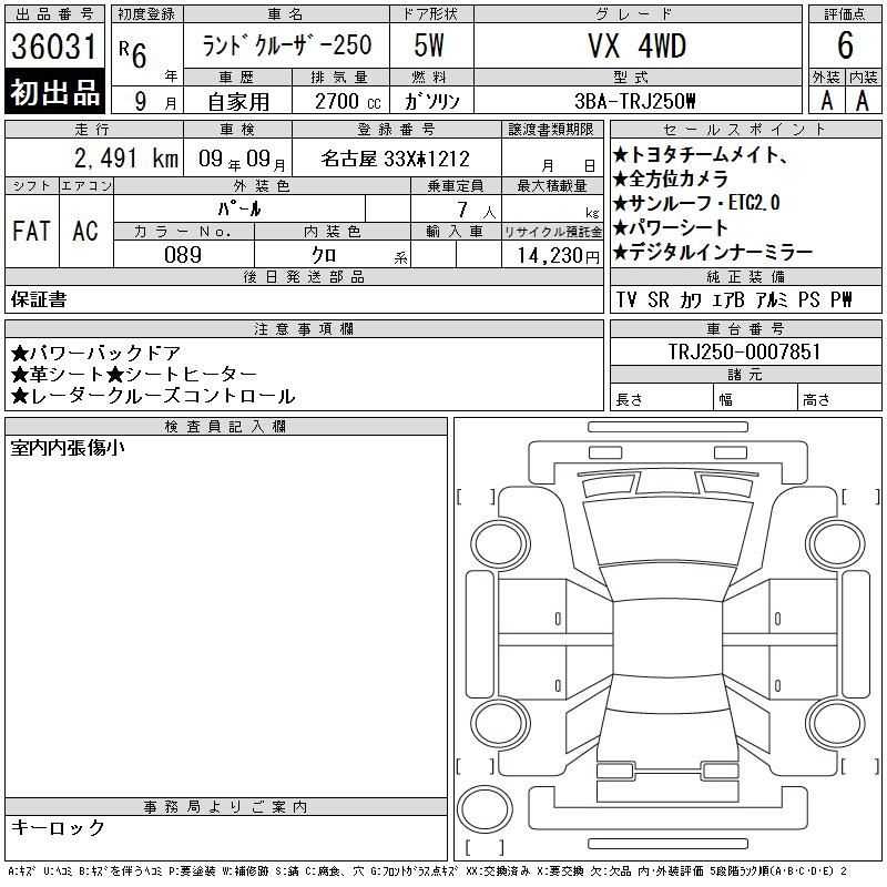 Аукционный лист TOYOTA LAND CRUISER 2024