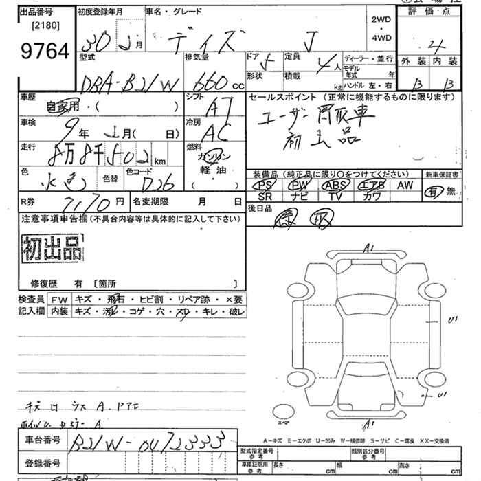 Аукционный лист NISSAN DAYZ 2018