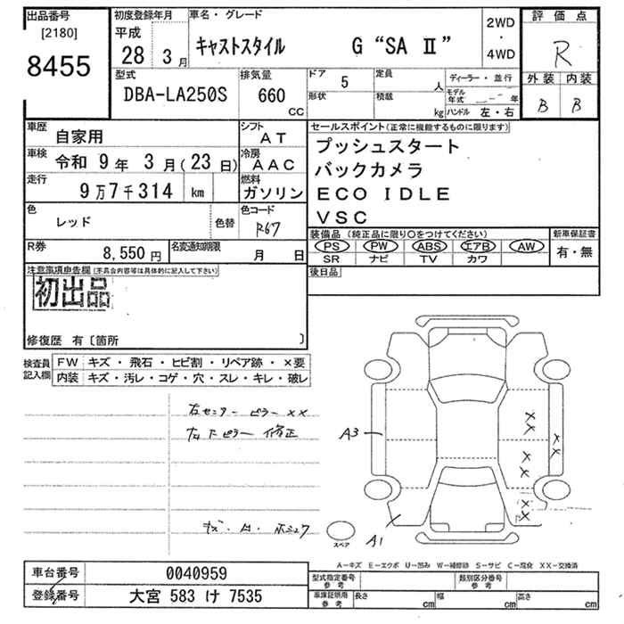 Аукционный лист DAIHATSU CAST 2016