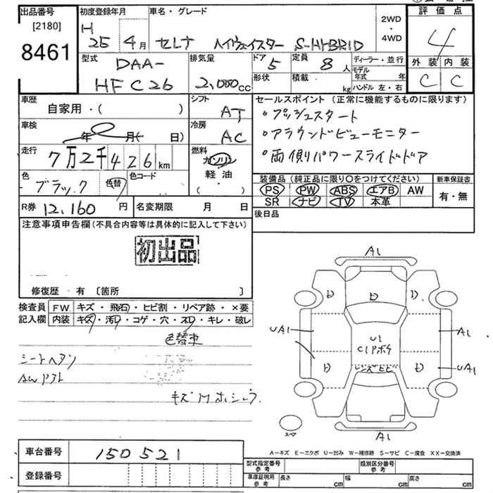 Аукционный лист NISSAN SERENA 2013