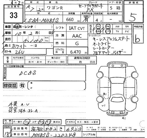 Аукционный лист SUZUKI WAGON R 2025