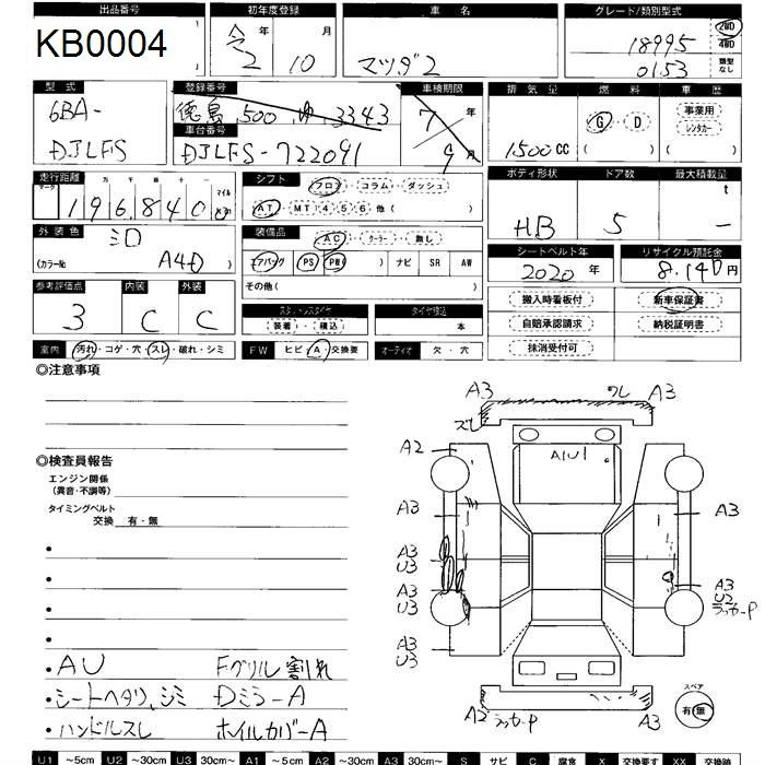 Аукционный лист MAZDA MAZDA2 2020