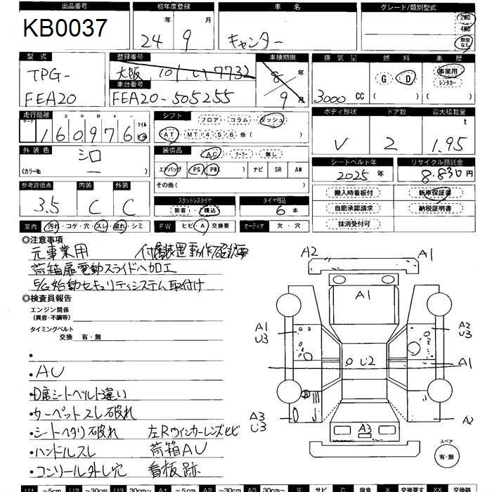 Аукционный лист MITSUBISHI CANTER 2012