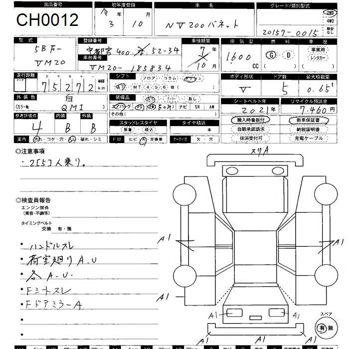Аукционный лист NISSAN NV200 2021