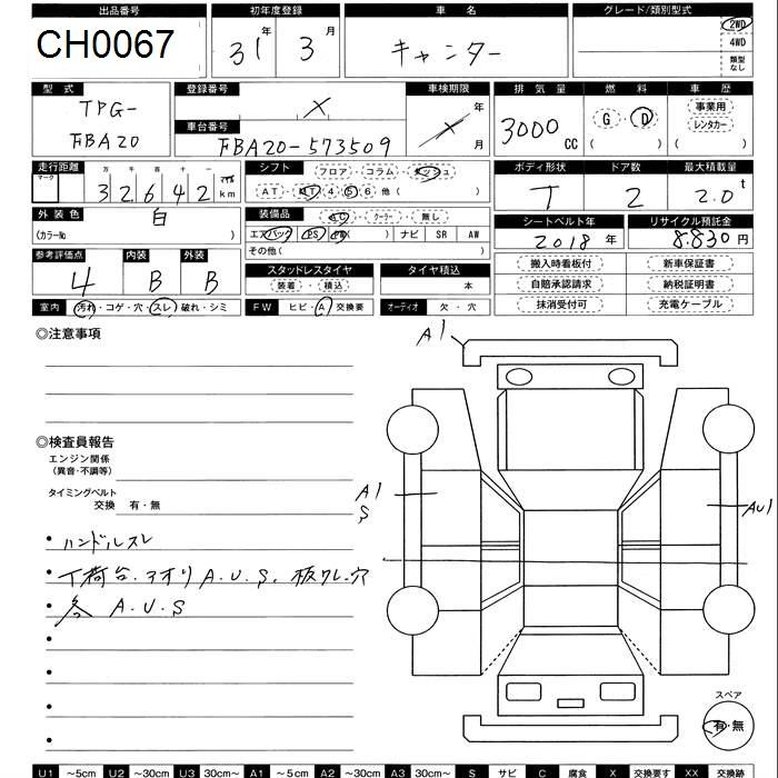 Аукционный лист MITSUBISHI CANTER 2019