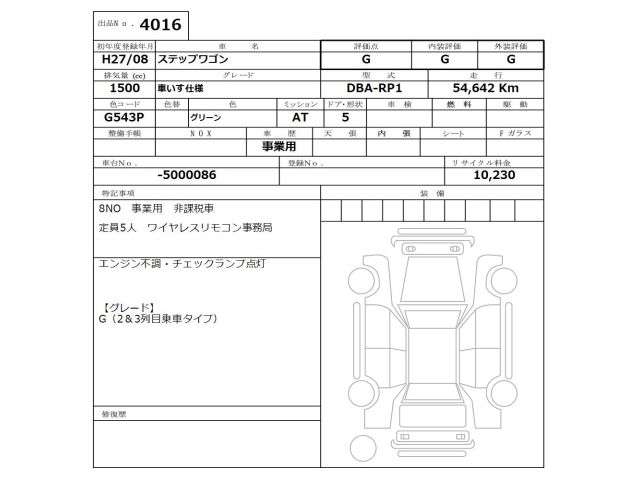 HONDA STEP WAGON 2015