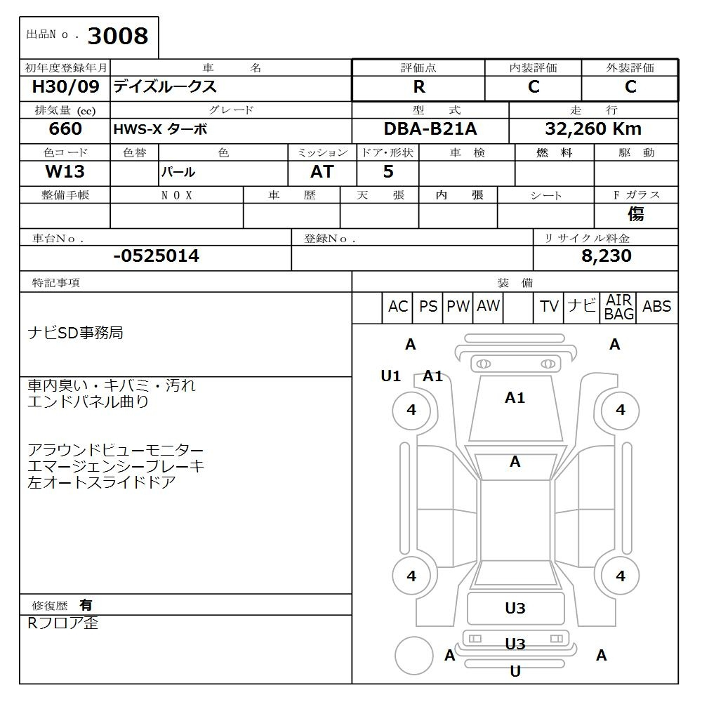 Аукционный лист NISSAN DAYZ ROOX 2018