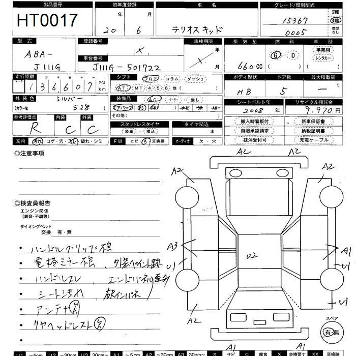 Аукционный лист DAIHATSU TERIOS KID 2008