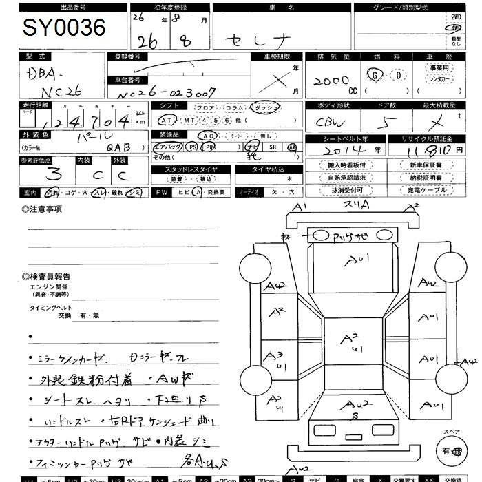 Аукционный лист NISSAN SERENA 2014