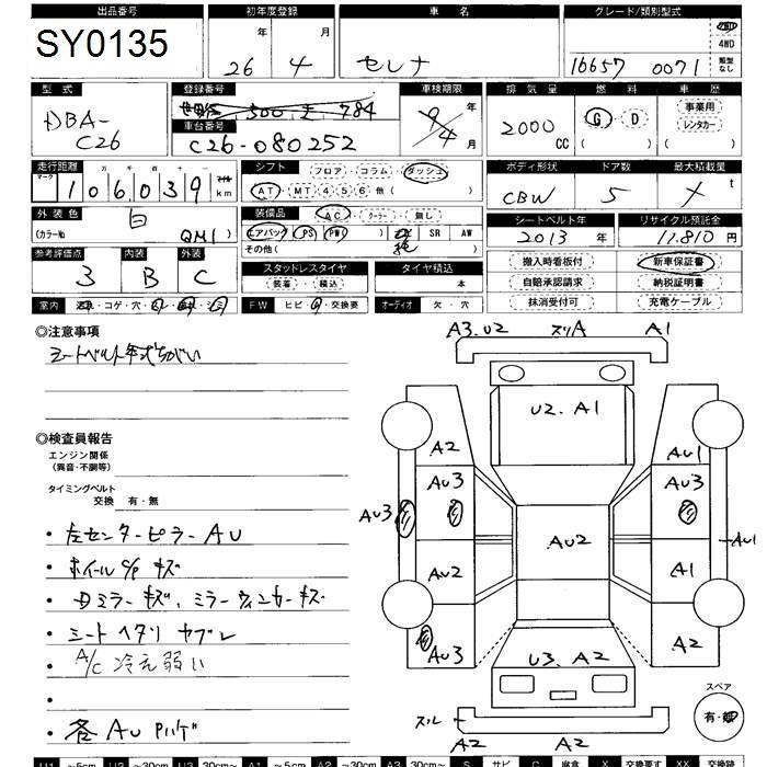 Аукционный лист NISSAN SERENA 2014
