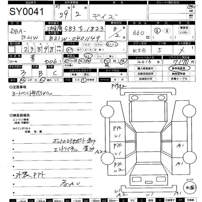 Аукционный лист NISSAN DAYZ 2017