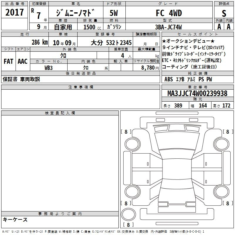 Аукционный лист SUZUKI JIMNY NOMADE 2025