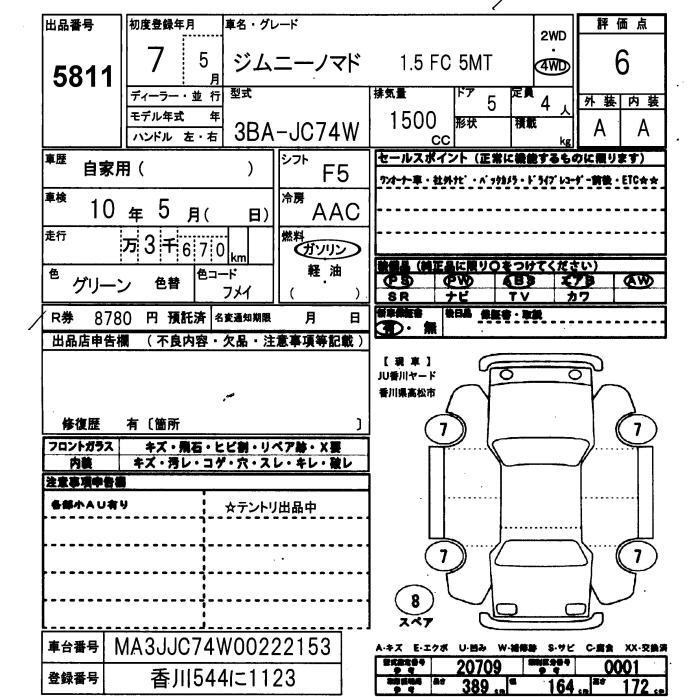 Аукционный лист SUZUKI JIMNY NOMADE 2025