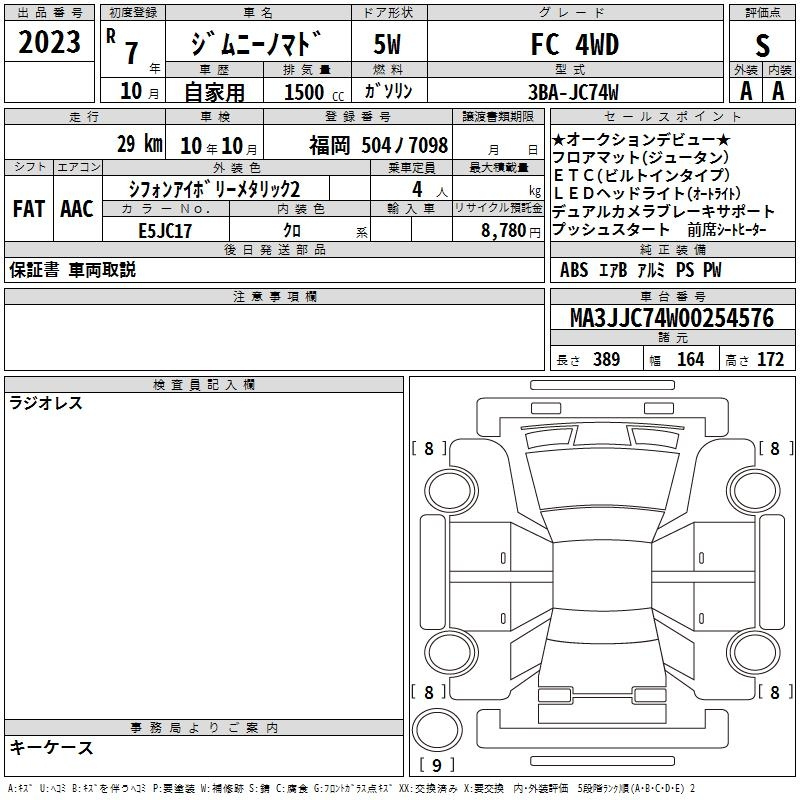 Аукционный лист SUZUKI JIMNY NOMADE 2025