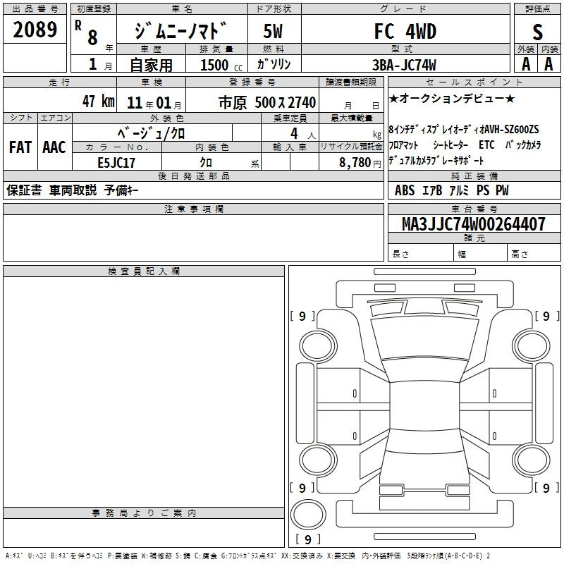 Аукционный лист SUZUKI JIMNY NOMADE 2026