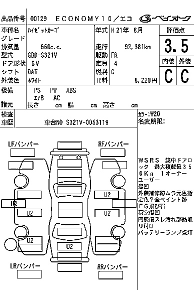 Аукционный лист DAIHATSU HIJET VAN 2009