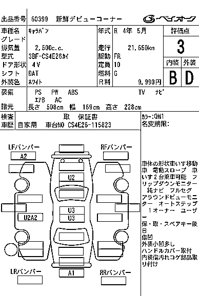 Аукционный лист NISSAN CARAVAN VAN 2022