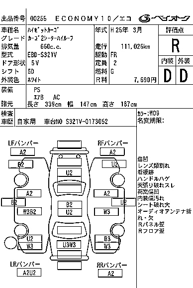 Аукционный лист DAIHATSU HIJET VAN 2013