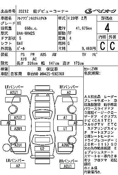 Аукционный лист MAZDA FLAIR WAGON 2017
