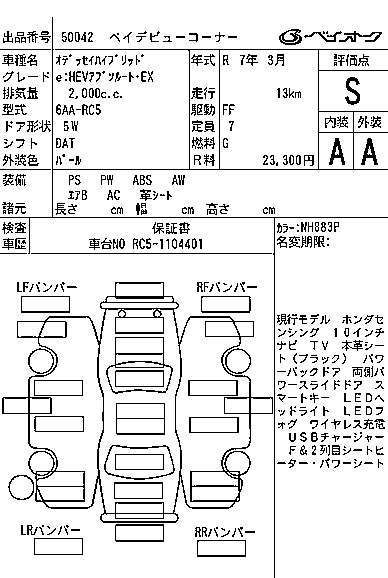 Аукционный лист HONDA ODYSSEY 2025