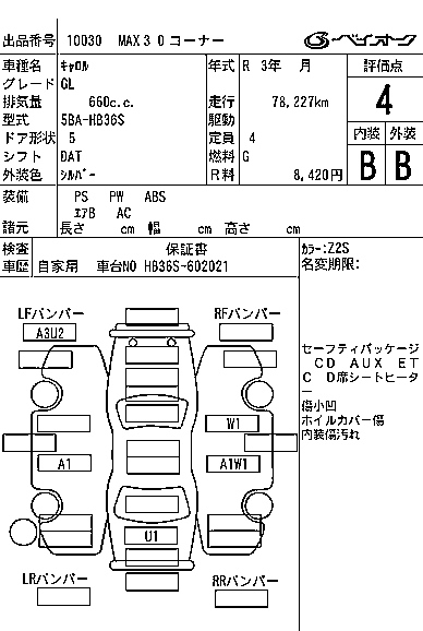 Аукционный лист MAZDA CAROL 2021