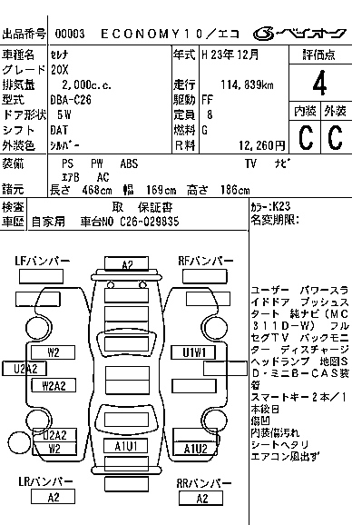Аукционный лист NISSAN SERENA 2011
