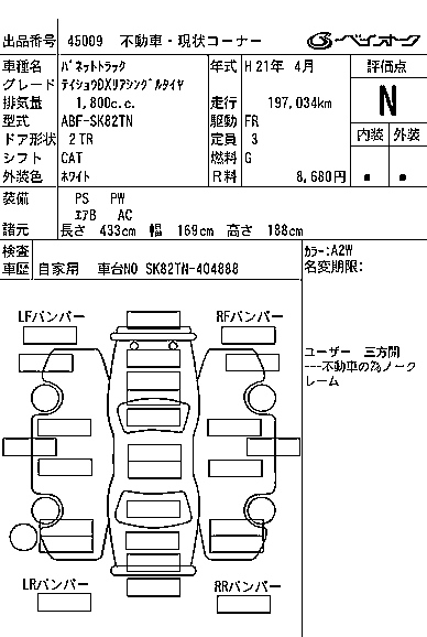 Аукционный лист NISSAN VANETTE TRUCK 2009
