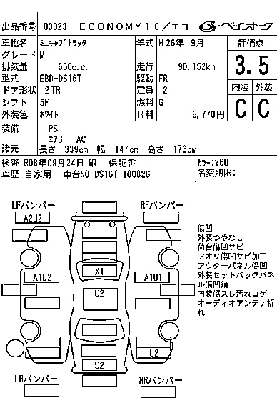 Аукционный лист MITSUBISHI MINICAB TRUCK 2014