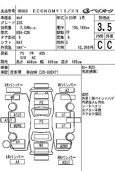 Аукционный лист NISSAN SERENA 2011