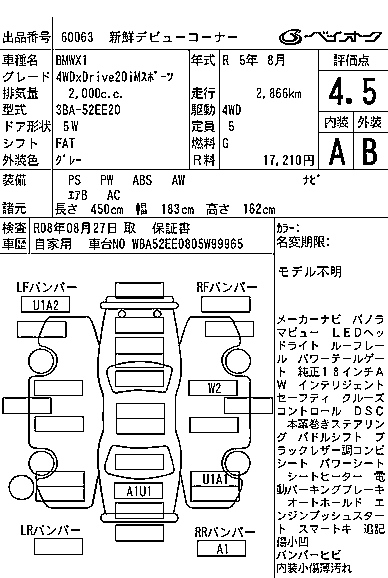 Аукционный лист BMW X1 2023