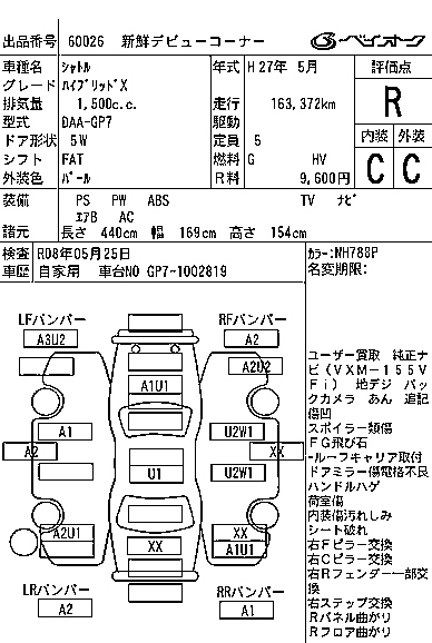 Аукционный лист HONDA SHUTTLE 2015