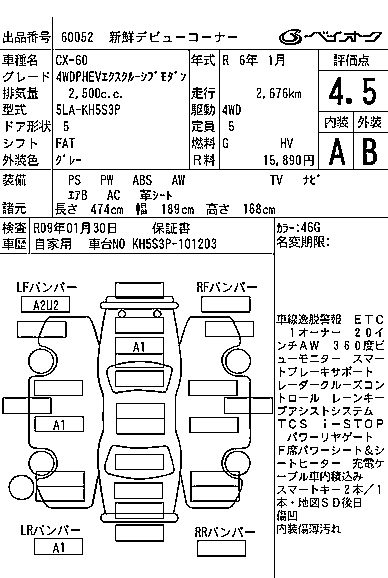 Аукционный лист MAZDA CX-60 2024
